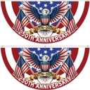 USA 250th Anniversary Bunting Patriotic Decorations American Flag Eagle Design Banner for Independence Day 4th of July Memorial Day Outdoor Decorations 2 Pack