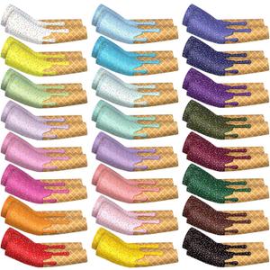JaGely 16 Pairs Ice Cream Arm Sleeves for Kids UV Sun Protection Football Basketball Baseball Compression Long Sleeves Youth