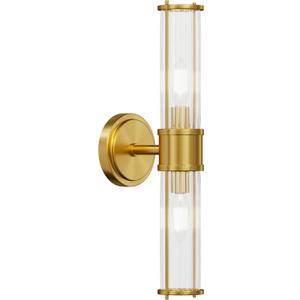 Gold Wall Sconce, Bathroom Light Fixtures with Threaded Glass Indoor Wall Sconces, Modern Sconce Wall Lighting Up and Down Vanity Lights Fixtures for Bathroom Mirror, Hallway, Living Room