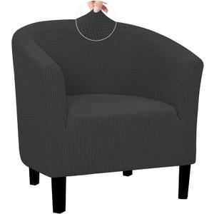 Easy-Going Stretch Club Armchair Slipcover 1 Piece Barrel Tub Sofa Cover Furniture Protector Jacquard Couch Cover (Dark Gray, 1)
