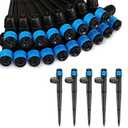 50PCS Drip Irrigation Emitters Fittings: Adjustable Irrigation Sprayer for 1/4 inch Drip Tubing Full Circle Vortex Stream Dripper on 5" Arrow Stake Barbed Locked Nuts Connectors
