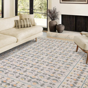 YIHOUSE Beige Floral Vintage Rug 3x5,Washable Area Rugs for Living Room,Colorful Flower Rugs,Non-Slip Carpets White and Pink Boho Area Rug for Bedroom,Nursery