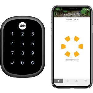 Yale Assure SL Deadbolt Smart Lock, Black Suede Keyless Entry Door Lock with Wi-Fi Connected Touchscreen for Front or Back Door, YRD256-CBA-BSP
