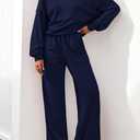 PRETTYGARDEN Women 2 Piece Outfits 2026 Spring Sweatsuits Crewneck Sweatshirt Wide Leg Sweatpants Lounge Sets Tracksuit (Blue, XS)