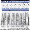 Hose Clamp- Qibaok 120 PCS Stainless Steel Hose Clamps Assortment Kit 1/4''1-1/2'' Worm Gear Clamps for Fuel Line, Plumbing, Automotive, Mechanical Applications, Pipe, Tube, Radiator, Garden