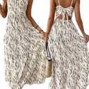 Narecte Women Summer Beach Dresses Maxi Dress Spaghetti Strap Flowy Casual Dress Bohemian Dresses for Vacation & Holiday (Medium)