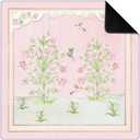 Pink and Green Chinoiserie Floral Mahjong Mat for Table 31.5 x 31.5 in, Asian Oriental Chinese Pink Floral Non-Slip Noise Reduction Game Table Cover for American Mahjong Card Board Tile Games