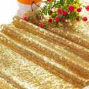 Gold Sequin Table Runner 12" x 108" Pack of 6 Sequin Table Cloth Runner Glitter Table Runner for Party Decor Glitter Party Supplies Fabric for Baby Shower Event Table Decor