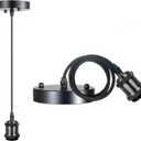 Vintage Mini Pendant Light Cord Kit, Industrial Edison Retro Pendant Light UL Lamp Holder Fixture E26 E27 Lamp Socket, 3.94ft Adjustable Woven Fabric Hanging Light Cord Kit (Black)