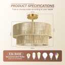 BoostArea 16.54 Boho 2-Tier Rattan Ceiling Light Fixture, Semi Flush Mount Woven Chandelier for Bedroom, Dining Room, Kitchen, Entryway, Living Room(Bulb not Included)