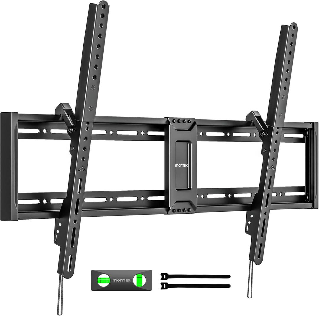 monTEK Heavy Duty Tilt TV Wall Mount for 43100" Large Flat & Curved TVs, Holds 200 lbs, Ultra Slim Low Profile Bracket with 8 Tilt, Fits 16"/18"/24"/32" Wood Studs, Max VESA 800x600, 4 Load Tested