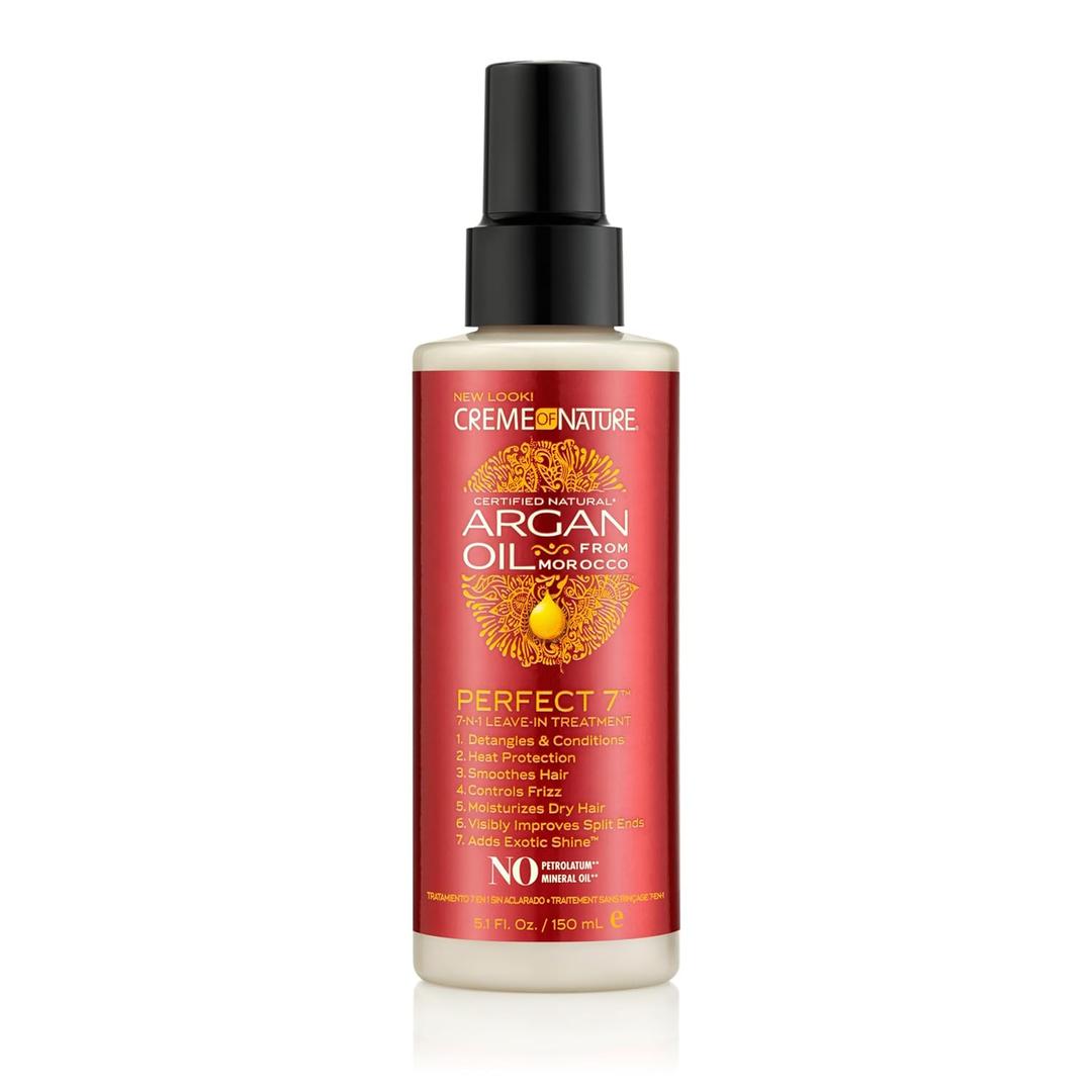 Creme of Nature Perfect 7 Leave-In Treatment, 7-in-1 Spray For Frizz-Control, Protects From Heat and Detangles, Infused with Argan Oil, 5.1 fl oz