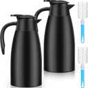Essenya 2 PCS 68 OZ Thermal Coffee Carafe, Insulated Stainless Steel Coffee Carafe Double Walled Vacuum Thermal Pot Flask with Brushes for Keeping Hot Coffee Tea Home and Office (Black)