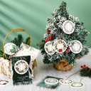 6 Set Christmas Christian Ornaments Religious Gift Bulk Bibles Verse Ornament Scripture Hanging Ceramic Inspirational Round Wreath Sign with Card for Church Family Sunday Xmas Tree (Stylish)