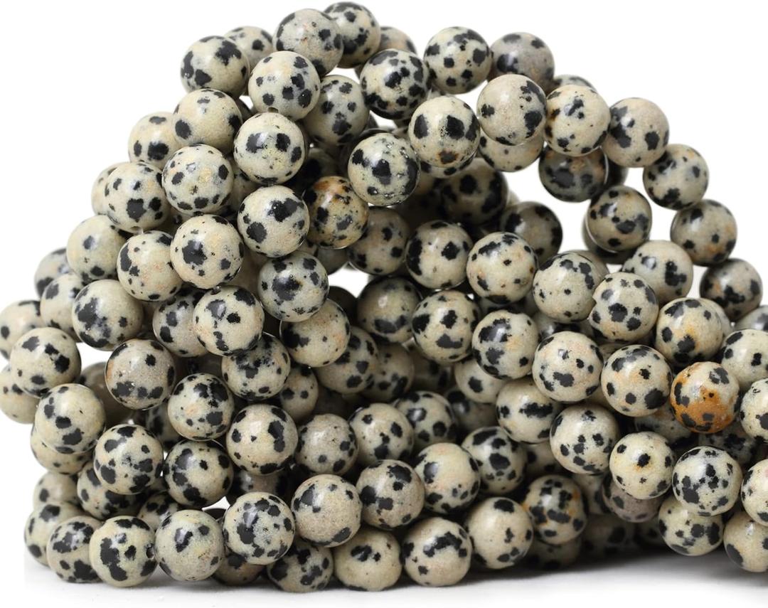 45PCS 8mm Natural Dalmatian Stone Round Loose Beads for Jewelry Making DIY Findings 1 Strand 15"