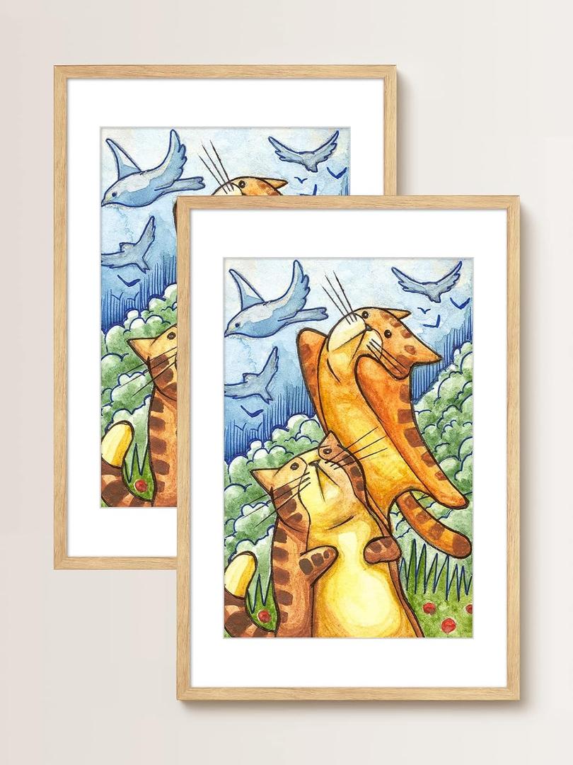 Rustic Oak 20x30 Frame - Set of 2, 20 x 30 Poster Frame with Mat for 16x24, Picture Frames for Artwork, Puzzles, Photos and Movie Posters (20" x 30" / 16" x 24" mat)