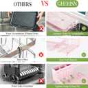 Dish Drainer Rack with Drip Tray, Sink Dish Drainer with Drainage Spout, Stainless Steel Dish Drying Rack with Cups, Utensil & Cutting Board Holders for Kitchen Counter Space-Saving, Pink