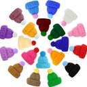 Christmas Mini Knitting Hats Penta Angel 20Pcs Assorted Color Small Santa Wool Yarn Doll Hats Bottle Caps for Christmas Tree Hanging Ornaments Snowmen Art and Craft DIY Hair Accessories (Mixed Color)