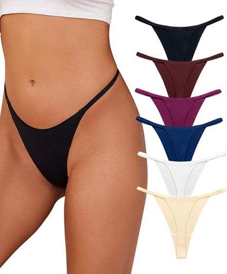 Murimia 7 Pack G String Thongs for Women Seamless Underwear Sexy T-back Low Rise Breathable Bikini Panties, D-Multicolor, X-Large