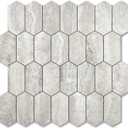 Vamos Tile Long Hexagon Peel and Stick Backsplash Tile - 10 Sheets Stick on Backsplash for Kitchen and Bathroom 12.4 x 12 Inch Beige Slate Look PVC Self Adhesive Mosaic Wall Tiles