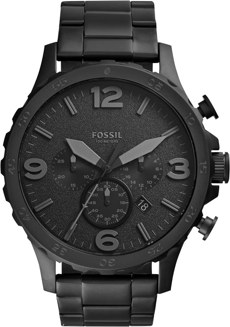 Fossil Men's Nate Quartz Stainless Steel Chronograph Watch (Black)