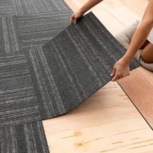 Mohawk Home 24" x 24" Indoor/Outdoor 0.25" Pile Height, Peel and Stick Carpet Tile, Grey Polyester, (15 Tiles) (60 sqft/Box)