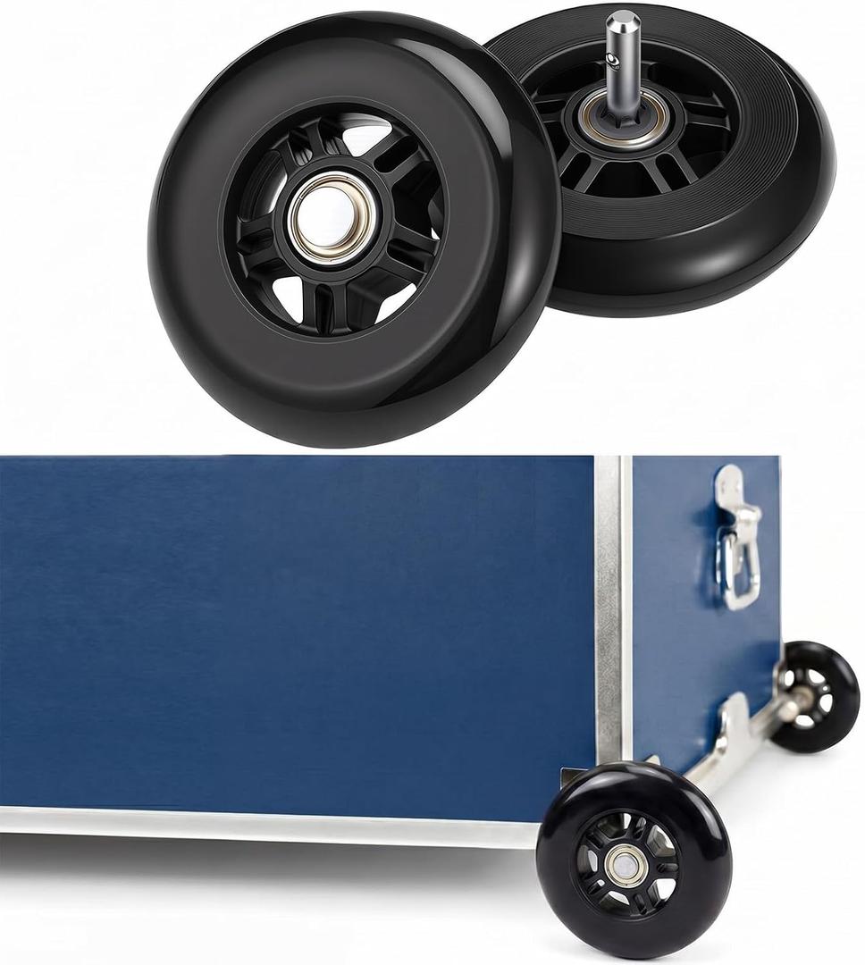 Timtin 2 Pcs 4" Camp Trunk Wheels Removable Easy to Install with Storage Pouch for Summer Camp Trunk with Wheels, and Secure College Dorm Storage Chest