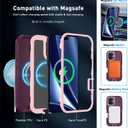 Magnetic for iPhone 15 Pro Case,with Belt Clip,[Compatible with Magsafe] W/Tempered Glass Screen Protector,Anti-Drop,Shockproof,Heavy Duty Protection (Wine red)