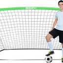 BOHEN 9x5 FT Kids Soccer Goals with Carry Bag, Portable Folding Soccer Net for Backyard Training, Indoor/Outdoor Use for Youth and Adult (9x5FT, 1 Pack, Green)