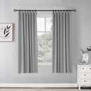 Novecozy 100% Blackout Curtains 63 Inches Length Long,Linen Thermal Insulated Curtains Drapes for Bedroom/Living Room,Rod Pocket/Back Tab/Hook Belt/Ring Clips (2 Panels,W50 x L63,Light Grey)