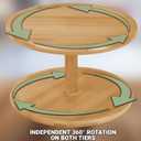 2-Tier Lazy Susan Organizer - Bamboo Wooden Lazy Susan - 360 Double Rotating Turntable for Cabinet & Dining Table