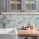 DEWOO Peel and Stick Wall Tile Backsplash PVC Self Adhesive Tiles for Kitchen Bathroom Turquoise Teal (10-Sheet, 13.5" x 11.4")