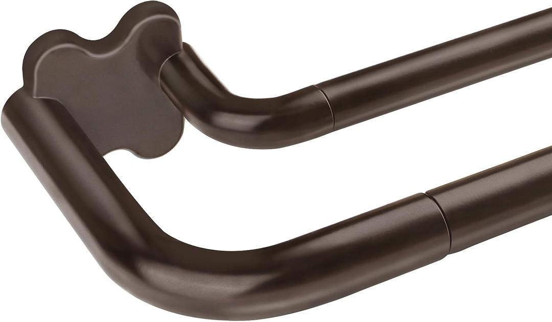 Bronze Double Curtain Rods, USFOOK Blackout Wrap Around Curtain Rods for Windows 52 Inch, 6/8 Inch Room Darkening Curtain Rod