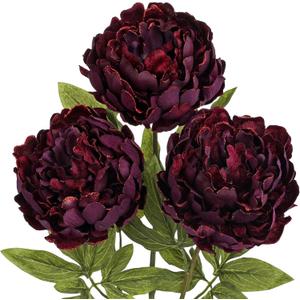 Briful 3PCS Burgundy Peony Artificial Flower Stems 29.1in Long Stem Fake Peonies Silk Floral Arrangement Real Touch Peony Flower for Home Vase Party Wedding Bouquet Decor