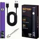 510 Thread Battery Professional Cordless Soldering Iron with LED Display Precise Temp Control USB-CRechargeable 650mAh Electric Purple Soldering Pen, Precision work/Appliance Repair, 3Speed Adjustment