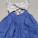 B2prity Women Cutout One Piece Skirt Swimsuit V Neck Tie Back Swimdress Tummy Control Bathing Suit(Stripe,Blue) XS