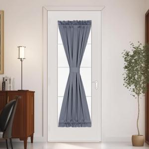 PANOVOUS Grey Sidelight Curtain for Front Door, French Door Curtain Blackout for Glass Window, Door Curtain Panels 72 inch Length with Tiebacks 25x72 (One Panel)