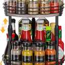Across-Star Lazy-Susan-Organizer-Spice-Rack, Rotating Spice Organizer For Cabinet Pantry, Seasoning Holder Spice Shelf With Adjustable Height, Kitchen Counter Shelf Countertop Organizer (10"D x 10"W x 13.19"H, Grey)