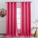 YGO Room Darkening Long Curtains for Girls Room - Hot Pink, 52W x 108L, 2 Panels, Noise Reducing Blackout Grommet Draperies
