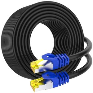 Cat 8 Ethernet Cable 25 ft,Heavy Duty High Speed Network Internet Cable, RJ45 Connector,26AWG 40Gbps 2000Mhz Patch Cord,S/FTP Indoor & Outdoor LAN Cable-Waterproof(Black)