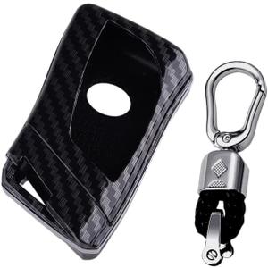 beler Carbon Fiber Style 3 Button Car Remote Key Cover Case with Keychain Fit for Lexus ES LC LS UX NX LX