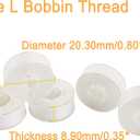 New brothread 144pcs Type L (SA155) Size White Prewound Bobbin Thread Plastic Side for Commercial & Home Embroidery and Sewing Machines - 90 Weight Cottonized Soft Feel Polyester Sewing Thread