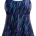 Yonique Tankini Top for Women Bathing Suit Top No Bottom Modest Swimsuit Top Only Tummy Control Swim Tank Top (Large, Blue Stripe)