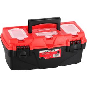 MAXPOWER 13-Inch Tool Box, Small Toolbox with Removable Tray & Dual Lock Secured Tool Box Organizer for Household