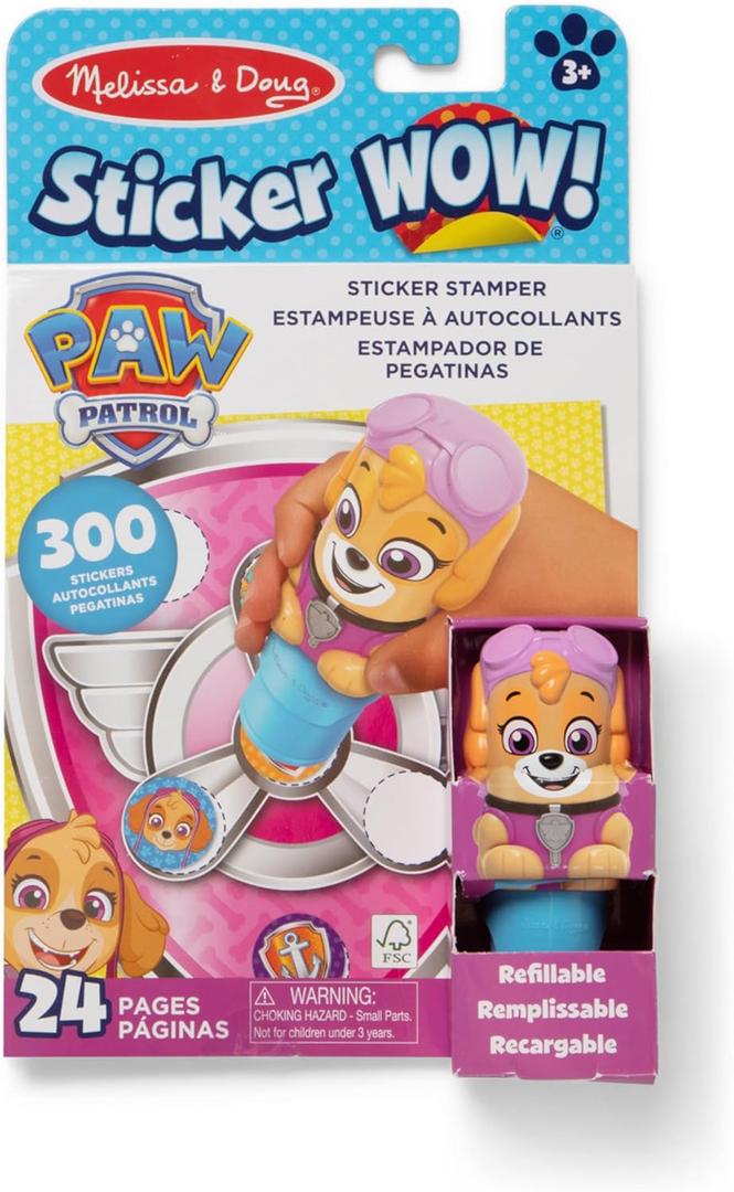 Melissa & Doug Sticker Wow! 24-Page Activity Pad and Sticker Stamper, 300 Stickers, Arts and Crafts Fidget Toy Collectible Character  PAW Patrol Skye - FSC Certified (Single)