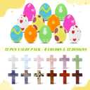 NZNDB 12 Pcs Prefilled Easter Eggs with Mini Cross Crystal Stone Bulks, Easter Eggs With Pocket Crosses for for Kids Boys Girls Easter Basket Stuffers Party Favors Easter Egg Hunt