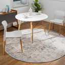HAUTELOOM Orrick Modern Farmhouse Living Room Bedroom Dining Room Circle Circular Rug - Persian Medallion Motif Carpet - Beige - 7'10in Round Area Rug (Blue, Cream, Dark Brown / Orrick)