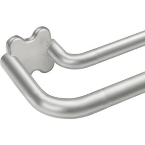 USFOOK Antique Silver Double Curtain Rods for Windows, Blackout Wrap Around Curtain Rods 32 to 58 Inch, 6/8 Inch Room Darkening Dual Rod Set, Decorative Drapery Poles for Home, Metal