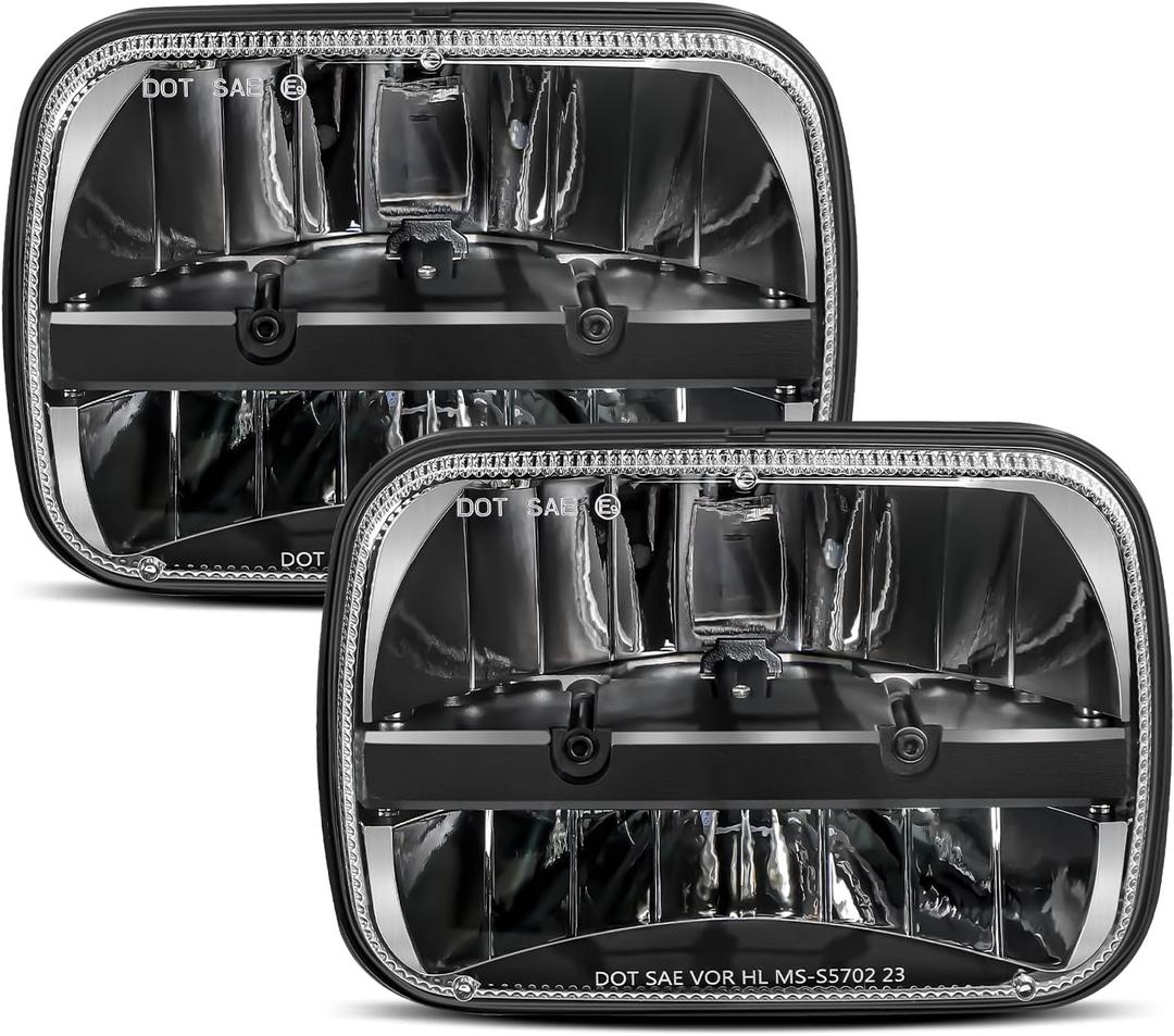 UNI-SHINE 5x7 led headlight 2pcs 7x6 led headlight Reflector Plug and Play H6054 H5054 Hi/Lo Sealed Beam DOT Approved Compatible with jeep Wrangler YJ Compatible with Cherokee XJ