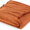 Bedsure GentleSoft Burnt Orange Fleece Throw Blanket - 300GSM Soft Lightweight Plush Cozy Blankets for Bed, Sofa, Couch, Travel, Camping (Throw (50" x 60"))